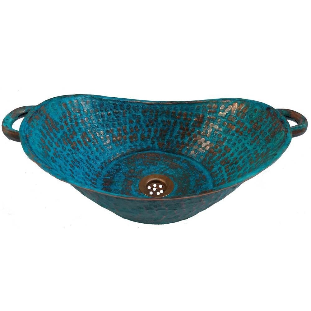 Hammered Rustic Aged Green Copper Bathroom Sink Toilet Bathtub Shape Lavatory