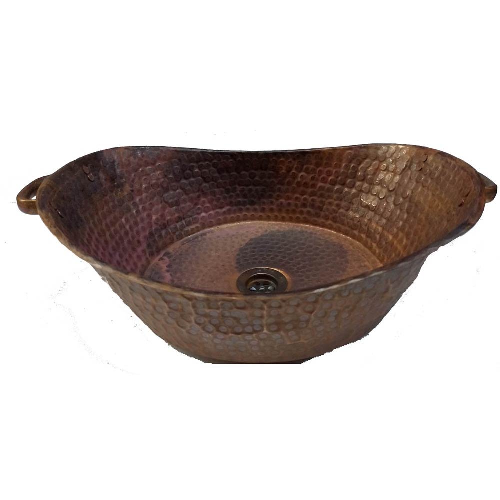 Hammered Rustic Copper Bathroom Sink Toilet Bathtub Shape Above Counter Lavatory