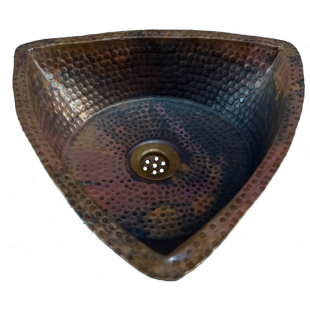 Rustic Textured Bathroom Copper Triangle Sink Kitchen Remodel