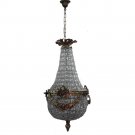 Petite French Empire Crystal Ornate Light Fixture Basket Ceiling Chandelier