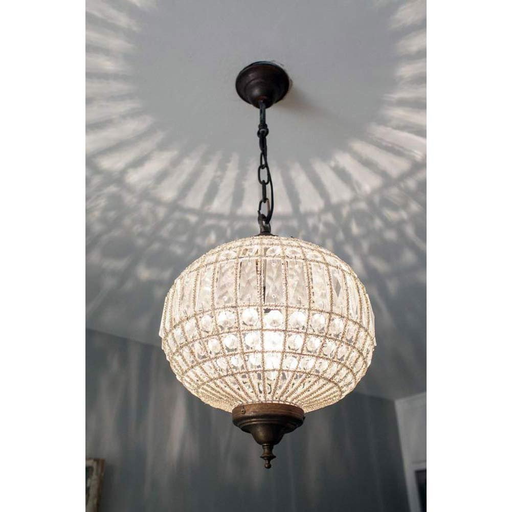 French Antique Globe Orbit Sphere Basket Crystal Ceiling Chandelier Lamp Replica