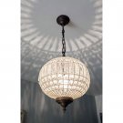 French Antique Globe Orbit Sphere Basket Crystal Ceiling Chandelier Lamp Replica