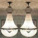 2 Grand Vintage French Empire Garland Acanthus Basket Crystal Chandeliers