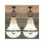 2 Vintage French Empire Crystal Basket Brass Acanthus Finial Ceiling Chandelier