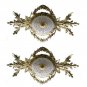 2 Antique Replica Crystal Chains Gilded Brass European Flush Mount Chandeliers