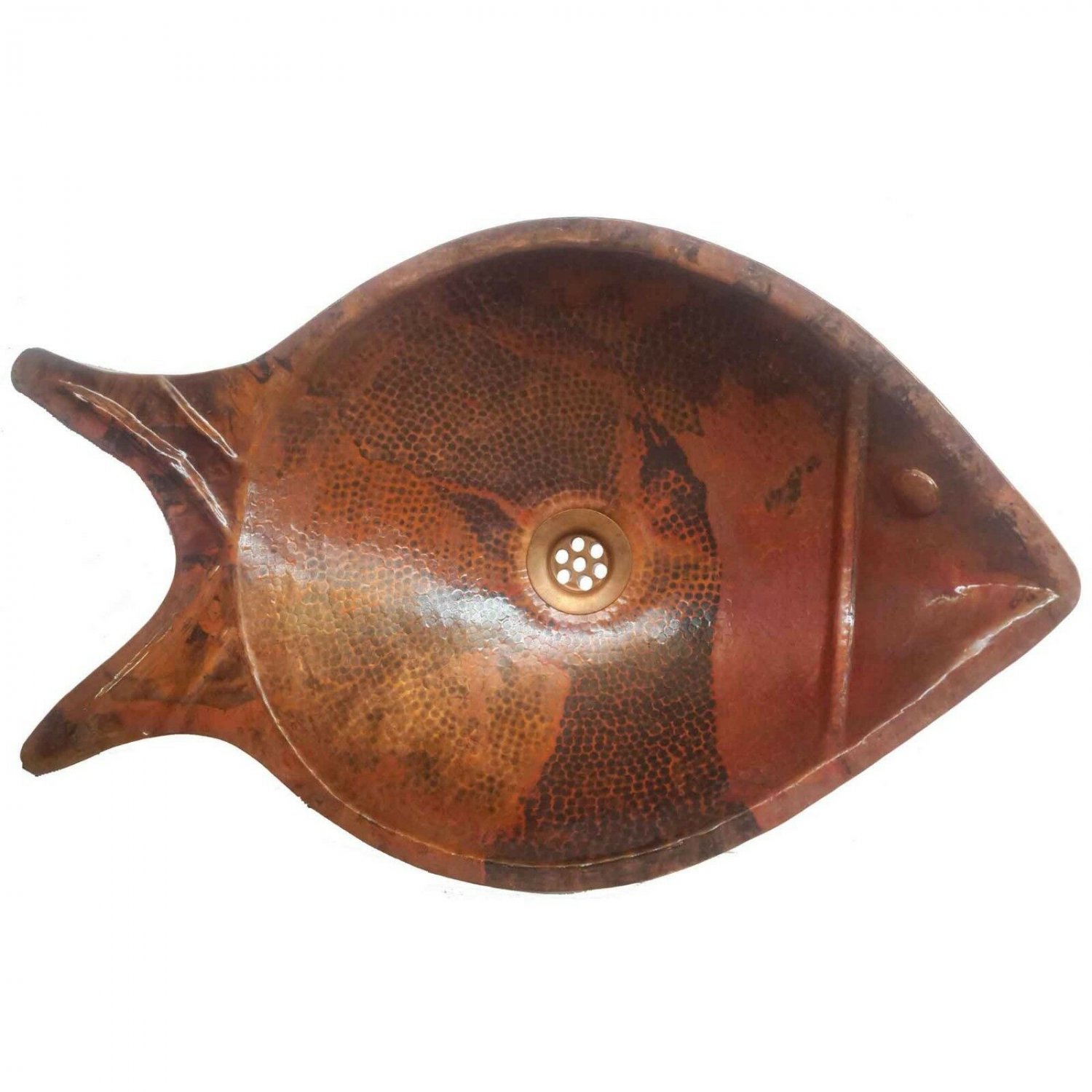 Oil Rubbed Rustic Copper Vessel Bathroom Sink Toilet Fish Shape Lavatory Bowl