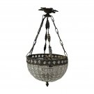 Hand Crafted Crystal Ornate Bronze Light Fixture Basket Ceiling Chandelier