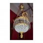 French Gilded Brass Crystal Chains Acanthus Finial Ceiling Chandelier Light