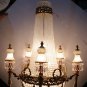 Large Empire Crystal Chains Bronze Chandelier Vintage Art Nouveau Replica