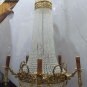 Large French Empire Crystal Chains Bronze Chandelier Vintage Art Nouveau Replica