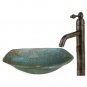 Handmade Green Patina Oxidized Small Trough Copper Vessel Bathroom Sink Basin