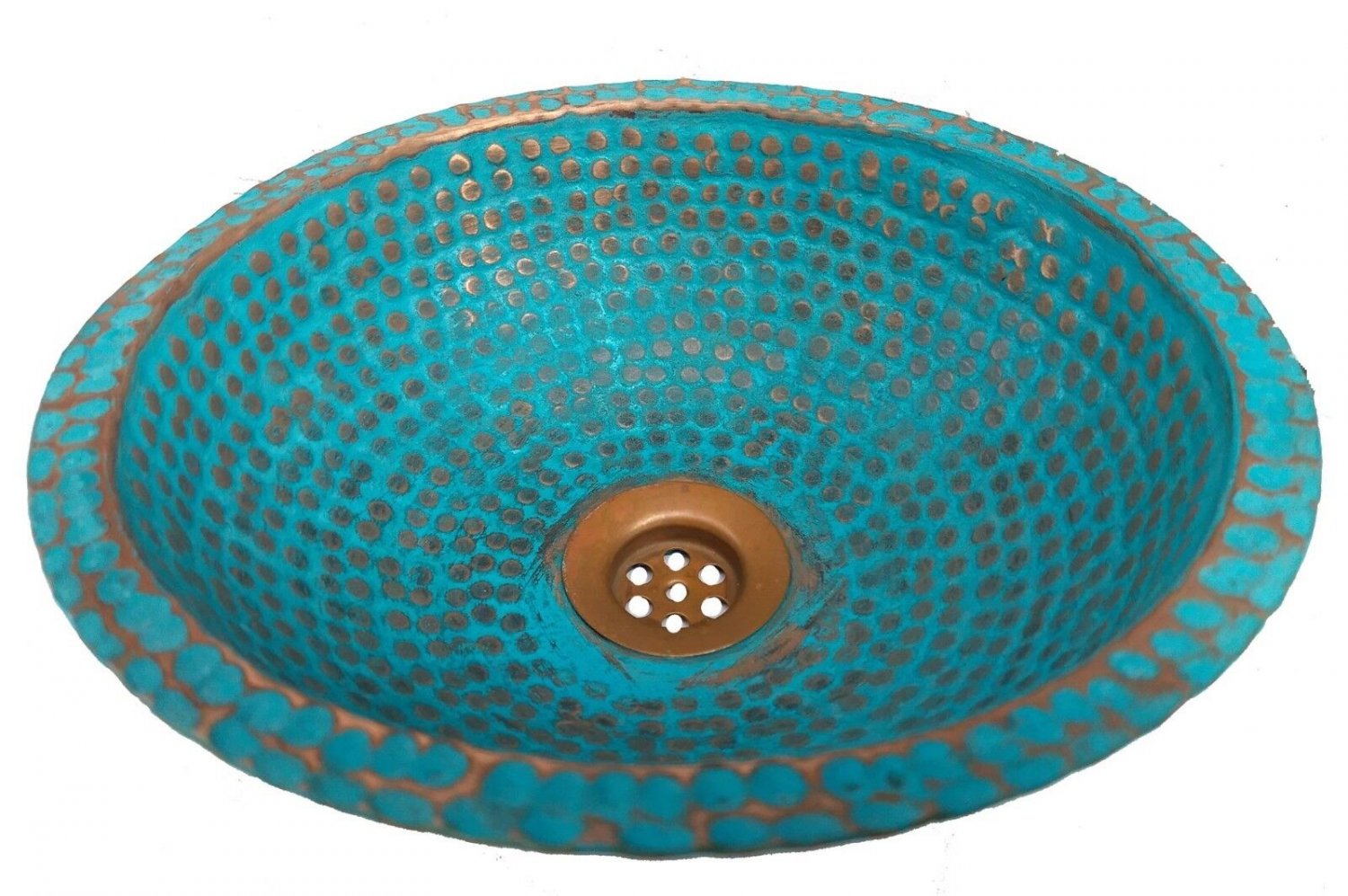Rustic Green Patina Aged Oxidized Copper Dome Renovation Bathroom Sink Bowl