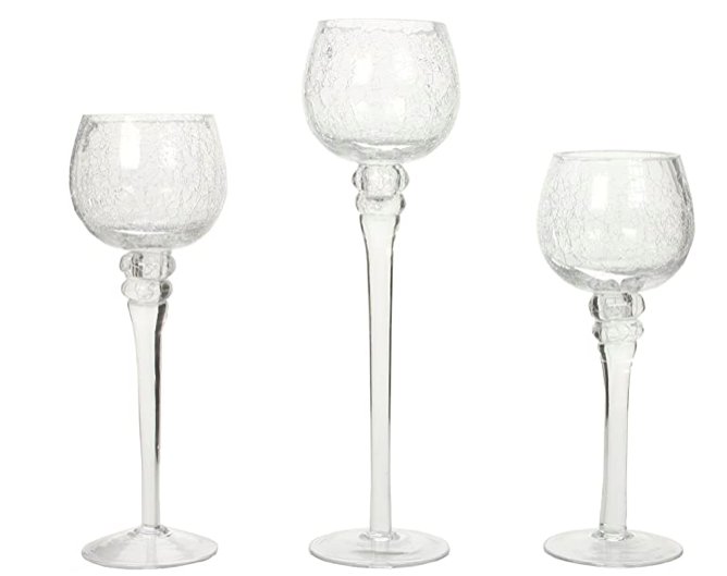 Charisma Hurricanes Set of 3 Crackle Glass Candle Holders
