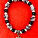 Black And white Beaded Stretch Boy And Girl Charm Bracelet New