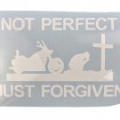 Not Perfect Just Forgiven Motorcycle Praying Vinyl Car Window Laptop Decal