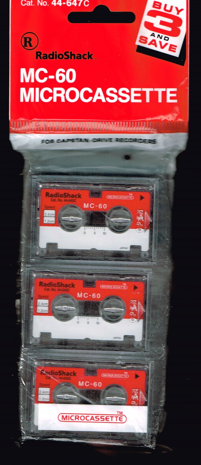 3 pack Microcassette Tapes Cassettes Blanks RadioShack New Sealed