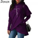 Autumn Hoodies Sweatshirts Women Long Sleeve Faith Embroidery Warm Hooded Pullover Tops