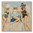 100% handmade vintage swimming girls 36*36Inch (90*90cm)