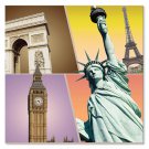 Modern City Landmark Architectures Artworks Arc de Triomphe Eiffel Tower London Big Ben