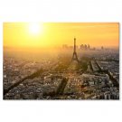 Canvas Print - Sunset Artwork Paris Eiffel Tower Cityscape 36x24 Inch (90x60cm)