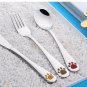 Kids Dinnerware Animal printing Cutlery 3 pcs (Message Color)