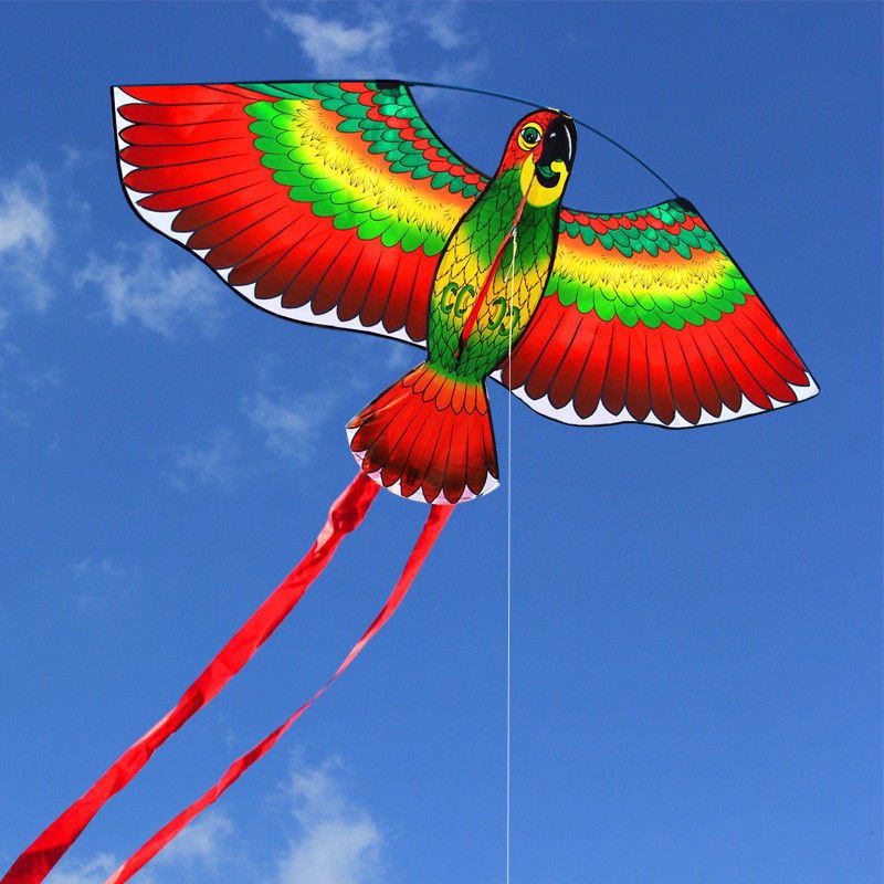 Red Parrots Kite Single Line Breeze Outdoor Flying Coolest Toy