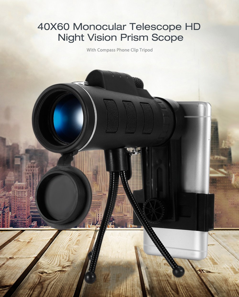 Monocular Zoom Mobile Telescope HD Night Vision BAK4 40X60