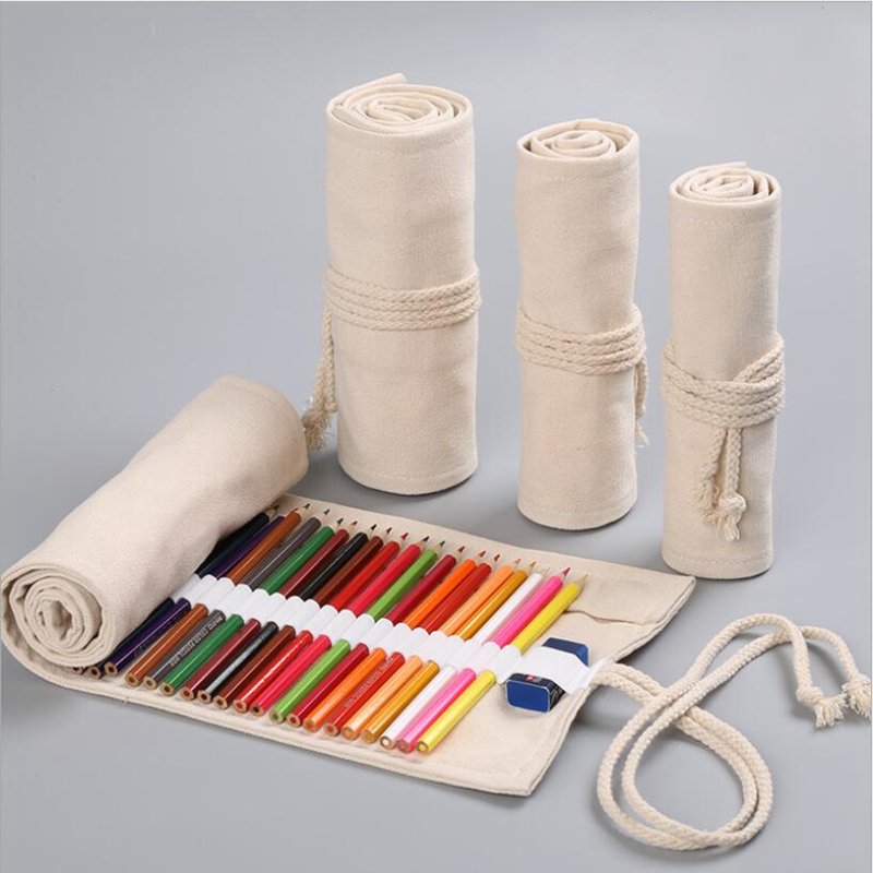 Large Canvas Roll Pencil Case 36 Holes Pencilcase for Girls Boy