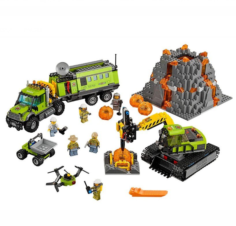 Lepin City Volcano Explorers Volcano Exploration Base (lego 60124  analog) Building Blocks