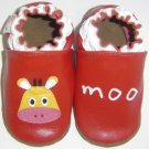 new soft sole baby leather shoes COW MOO (6-12 mo)