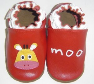 new soft sole baby leather shoes COW MOO (6-12 mo)