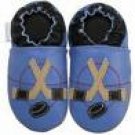 new soft sole baby leather shoes HOCKEY blue (0-6 mo)