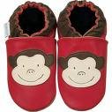 new soft sole baby leather shoes MONKEY red (0-6 mo)