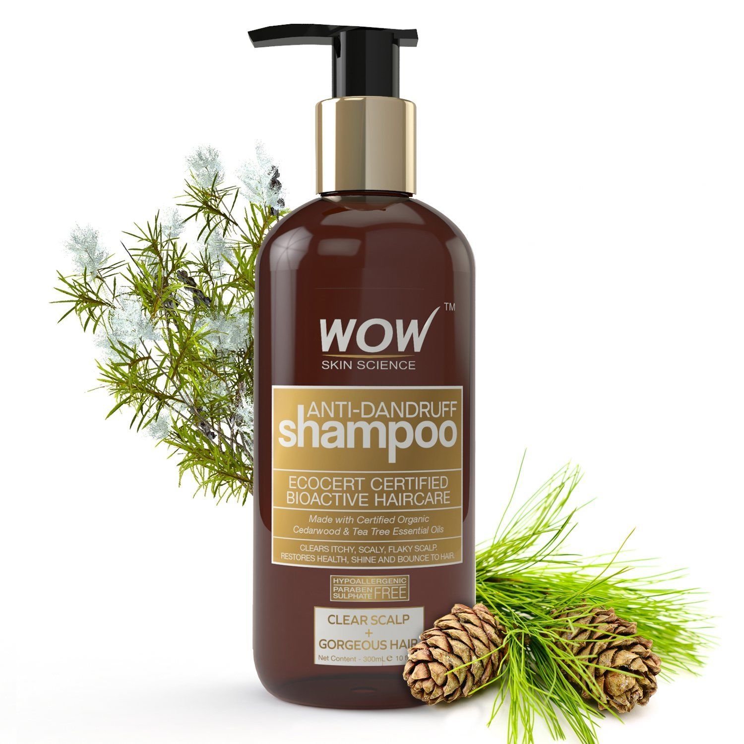 WOW Anti Dandruff No Sulphate and Parabens Shampoo, 300ml
