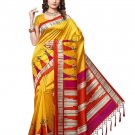 e vastram Women's Mysore Art Silk Saree with Blouse Piece (Yellow)