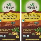 Organic India Lemon Ginger Tulsi Green Tea - 25 Tea Bags x 2 (50 Tea Bags)