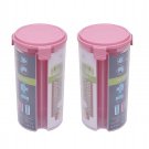 Plastic Cereal Dispenser 3 Compartment Storage Container 1500ml (Set of 2 Jar)