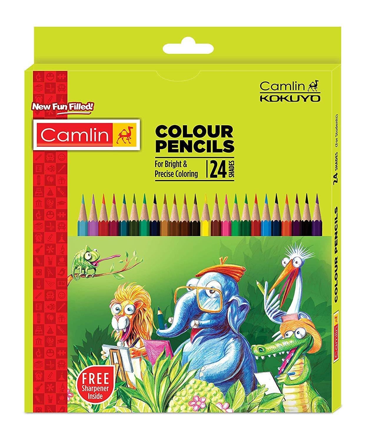 Camlin Kokuyo 24 Shade Full Size Colour Pencil Set (Assorted)