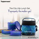 Tupperware City Life Plastic Lunch Set with Bag, 3-Pieces, Blue