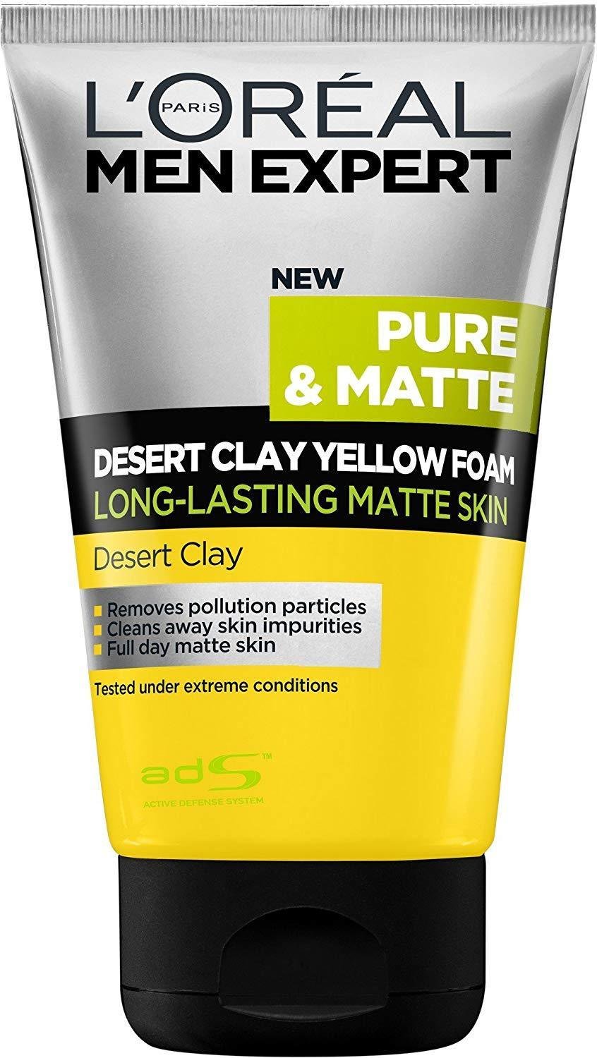 L'Oreal Men Expert Pure & Matte Desert Clay Yellow Foam Face Wash (100ml)