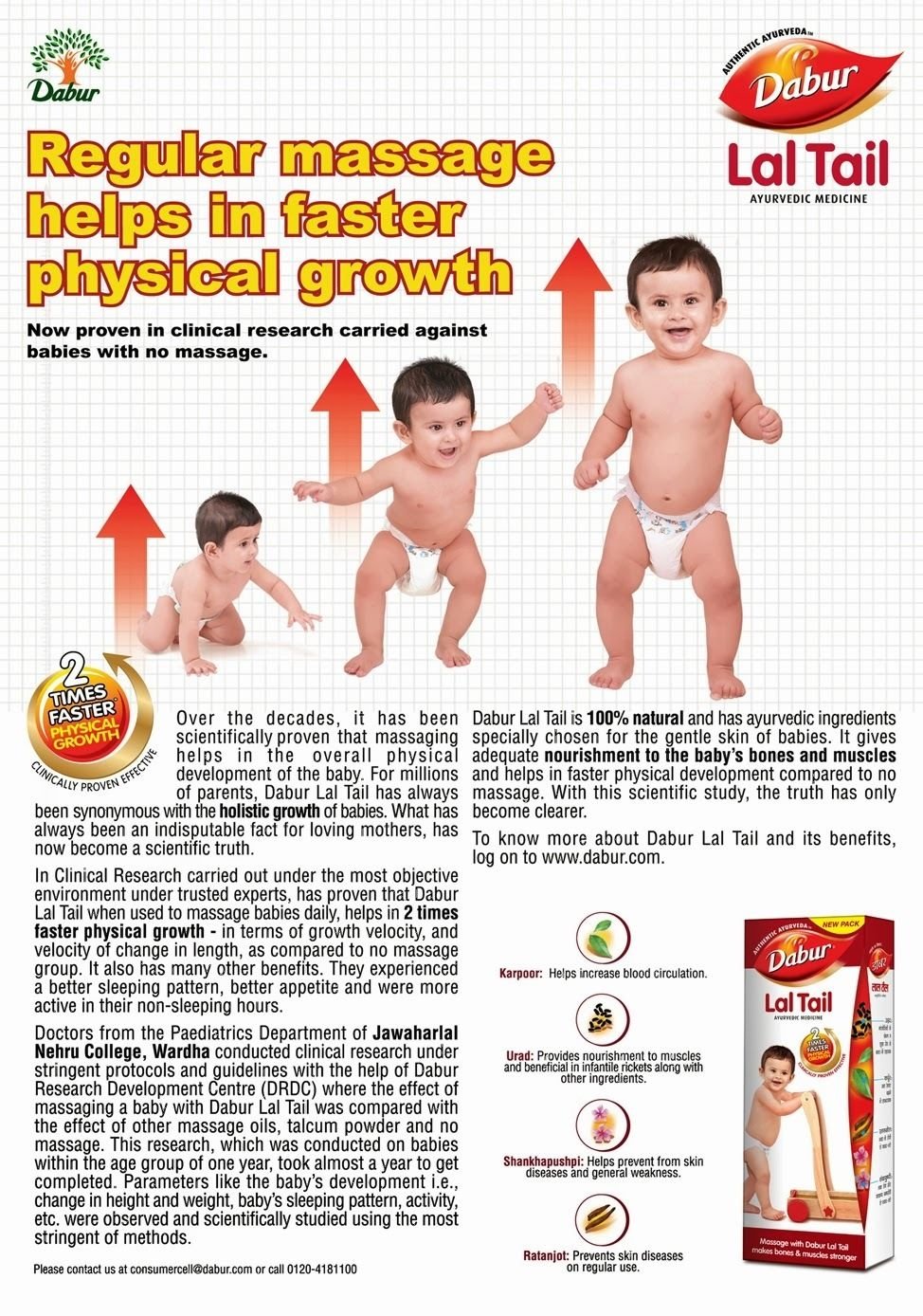 Dabur Lal Tail, 200ml, Ayurvedic Baby Massage Oil