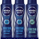 Nivea Men Fresh Active + Fresh Ocean Deodorant 150ml x 3 (Pack of 3)