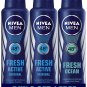 Nivea Men Fresh Active + Fresh Ocean Deodorant 150ml x 3 (Pack of 3)