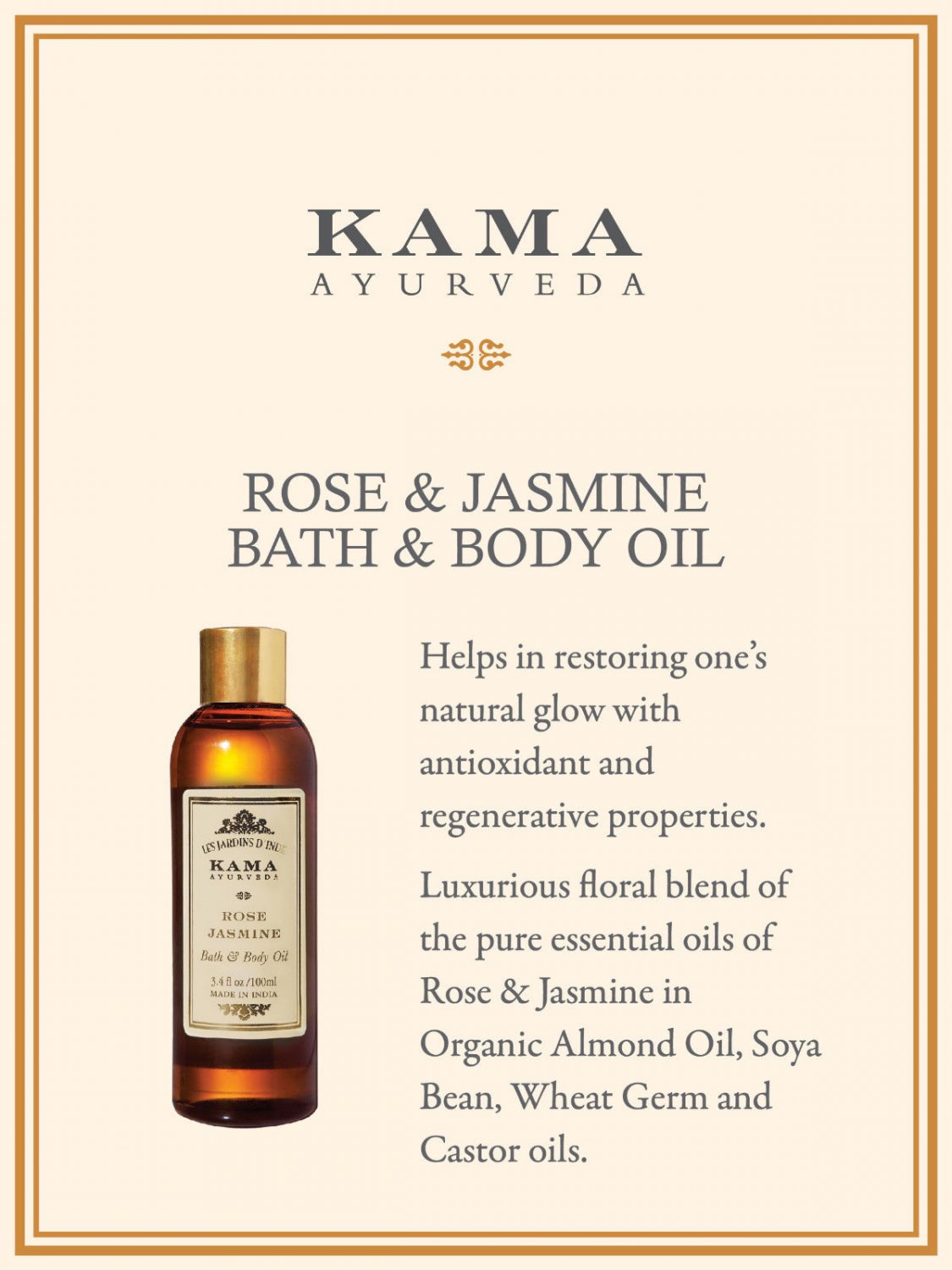 Kama Ayurveda Rose and Jasmine Bath and Body Oil, 100ml