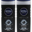 Nivea Men Active Clean Shower Gel With Active charcoal 250ml x 2 (Pack of 2)