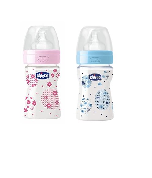 Chicco Well - Being PP Bottle (Pink & Blue) 150ml Each (Set of 2)
