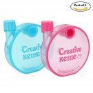 HOKIPO Creative Kettle Round Flat Snail Water Bottle 350ml (Blue + Pink)