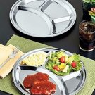 Stainless Steel Four Compartment Round Plates (Set of 2 Plates)