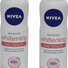 NIVEA Whitening Talc Touch Deodorant Spray For Women, 150ml x 2 (Pack of 2)