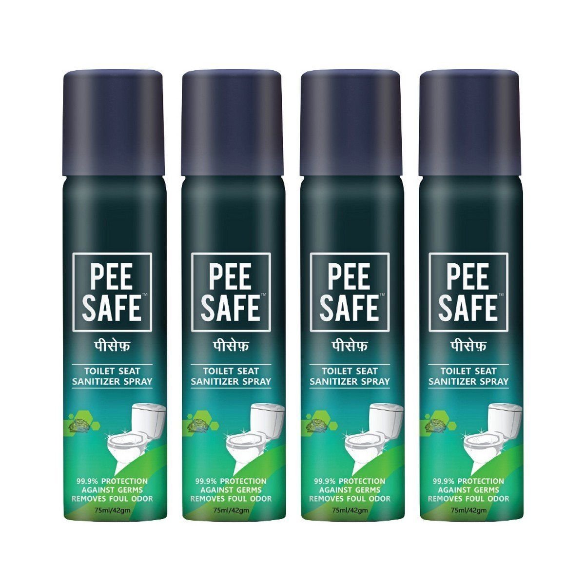 Pee Safe Toilet Seat Sanitizer Spray - 75ml x 4 (Pack of 4)